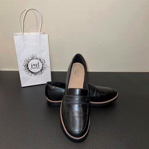 CLARKS SHARON GRACIE MID-WEDGE SLIP-ON LOAFERS